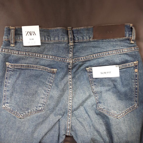 💥$23💥 NWT ZARA Slim Fit Blue Jeans size 40 EUR /31 USA - Picture 7 of 9